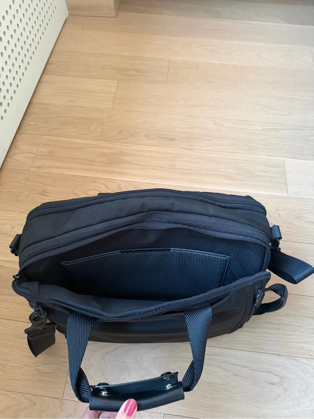 Tumi Black Briefcase with Optional Shoulder Strap & Backpack Straps